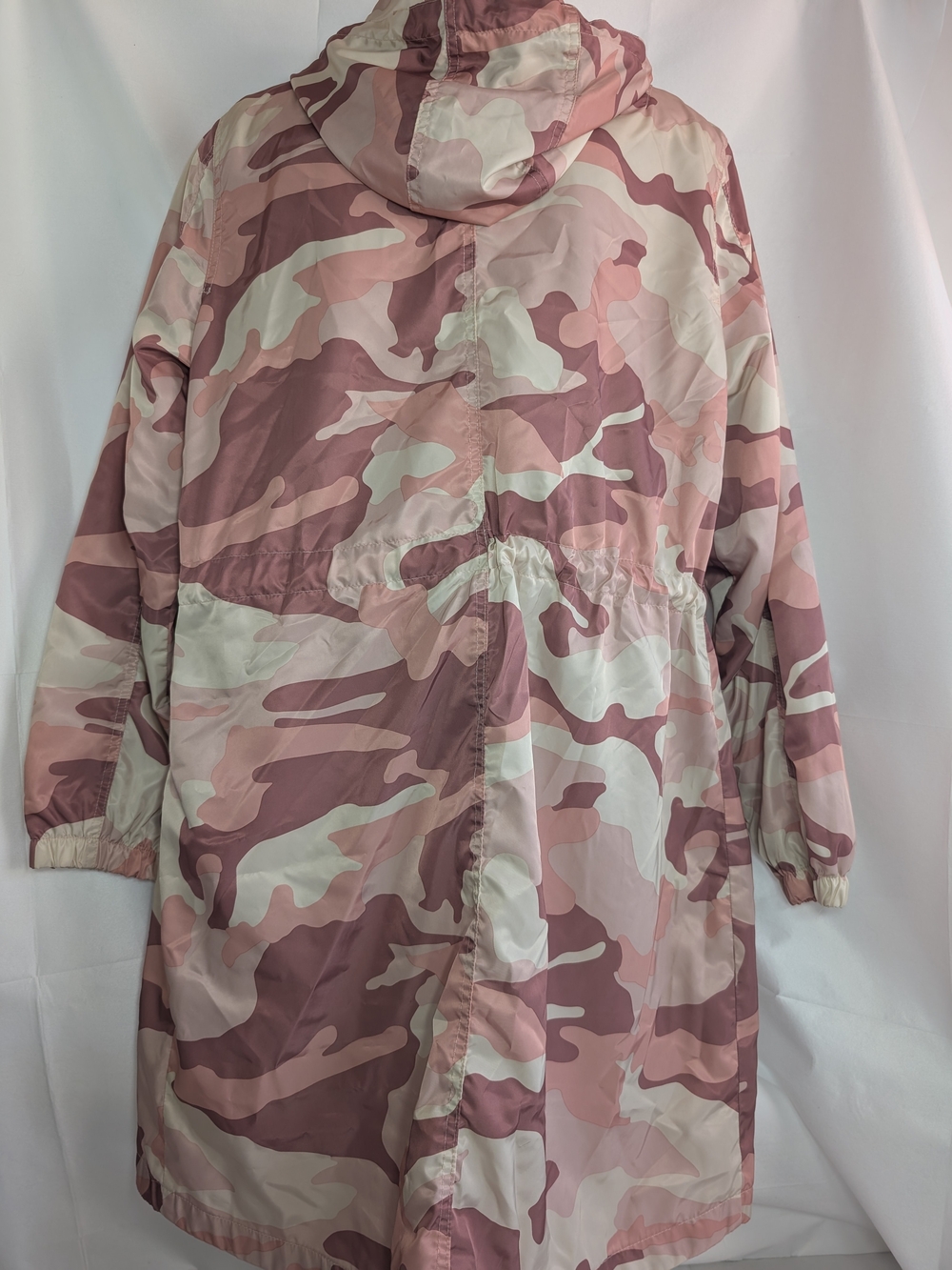 George Pink Camo Long Anorak Windbreaker Jacket Drawstring Waist - Picture 5 of 7